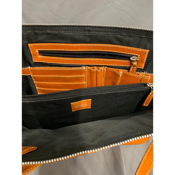 Latico Bag Orange Leather Shoulder Messenger Laptop Briefcase Handbag - Picture 6 of 15